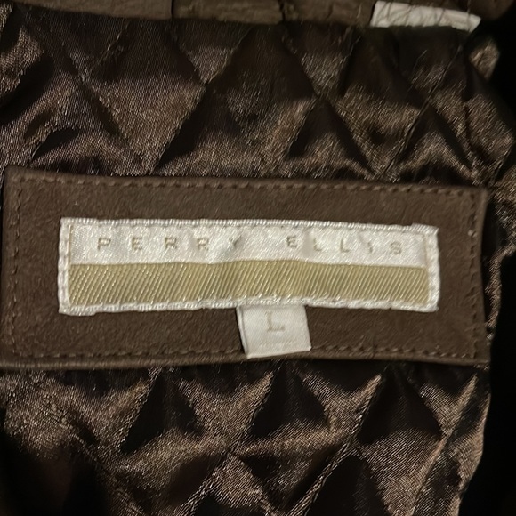 Perry Ellis brown leather coat. Size L - Picture 3 of 4